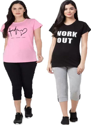 DRUZZEE Women Printed Multicolor Top & Capri Set