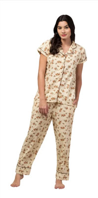 K Fabrics Women Printed Multicolor Night Suit Set