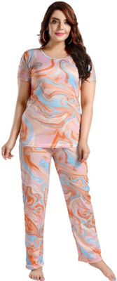 Qunity Women Printed Multicolor Night Suit Set