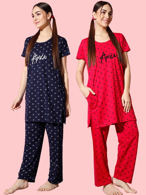 SwellSwag Women Printed Multicolor Night Suit Set