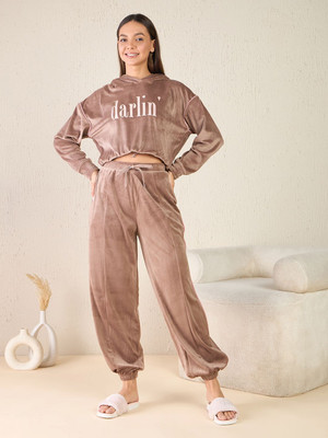 SWEET DREAMS Women Solid Brown Top & Pyjama Set