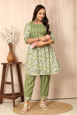 PARASNATH Women Printed Green Night Suit Set
