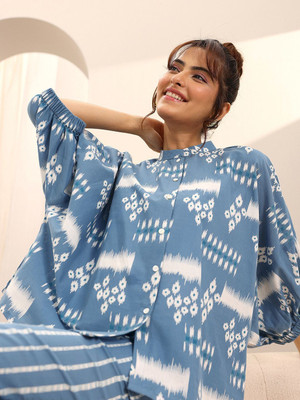 LIBAS Women Printed Blue Night Suit Set