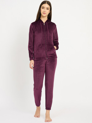 Camey Women Solid Brown Night Suit Set