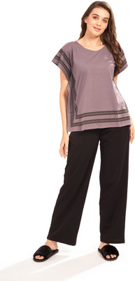 AV2 Women Printed Grey Top & Pyjama Set