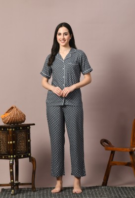 DreamBe Women Printed Grey Night Suit Set