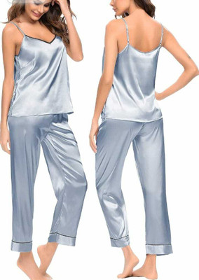 Jumri Doll Women Solid Blue Top & Pyjama Set
