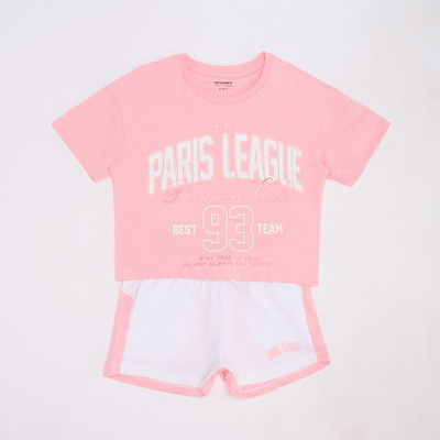 Pantaloons Junior Girls Solid Pink Night Suit Set