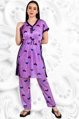HOC Women Printed Multicolor Night Suit Set