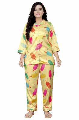HARPITA Women Floral Print Yellow Top & Pyjama Set