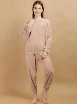 BELURE Women Solid Pink Night Suit Set