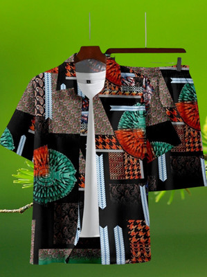 DHAMELIYA ENTERPRISE Men Printed Black Top & Shorts Set