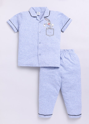 GEMINI LABEL Baby Boys Printed Blue Night Suit Set
