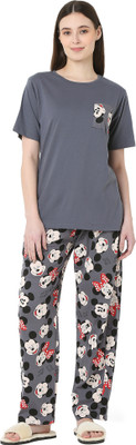 Smarty Pants Women Printed Grey Night Suit Set