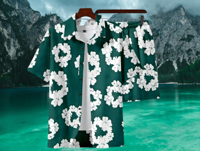 BS Enterprise Men Printed Green Top & Shorts Set
