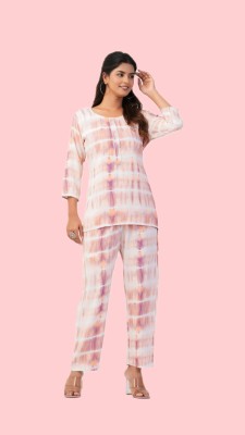 NeerajFashion Women Floral Print White, Pink Top & Pyjama Set