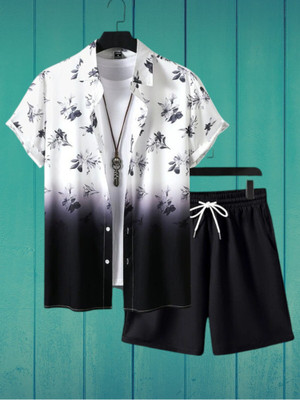 LG FASHION Men Printed Black Top & Shorts Set