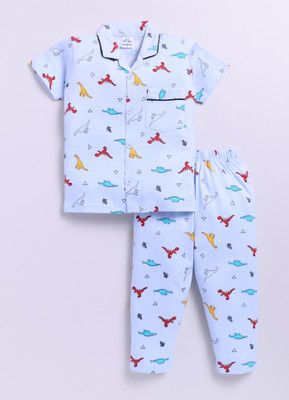 GEMINI LABEL Baby Boys Printed Beige Night Suit Set