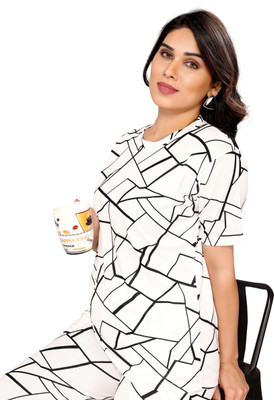 Soor Panchi Women Embellished White Night Suit Set