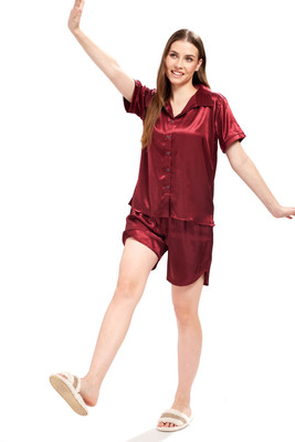 WEET Women Solid Black Top & Shorts Set