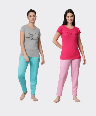 ANIXA Women Printed Multicolor Top & Pyjama Set