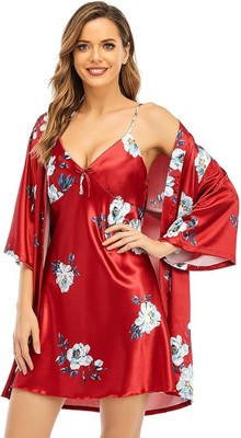 TASN Women Printed Purple Night Suit Set