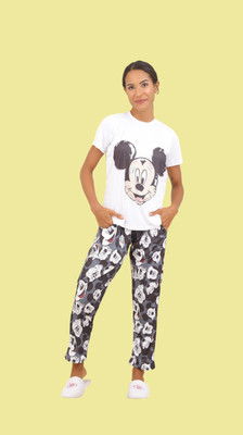PramukhFashion Women Printed Black Night Suit Set