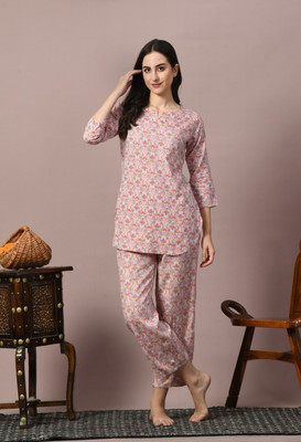 DreamBe Women Printed Multicolor Night Suit Set