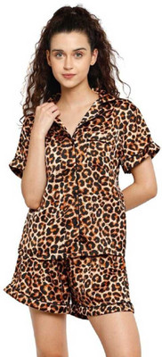 HSINTERNATIONAL Women Animal Print Multicolor Top & Shorts Set
