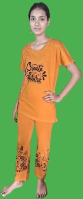 SP FASHION Women Printed Yellow Top & Pyjama Set