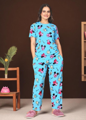 FASHION GREAB Women Printed Multicolor Top & Pyjama Set