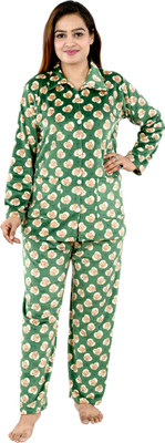NACNO Women Printed Green Shirt & Pyjama set