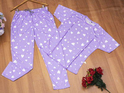 Soor Panchi Women Embellished Purple Night Suit Set