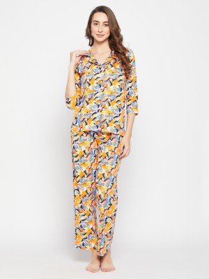 Clovia Women Graphic Print Multicolor Top & Pyjama Set
