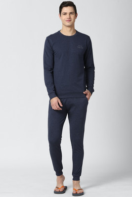 PETER ENGLAND Men Solid Dark Blue Top & Pyjama Set