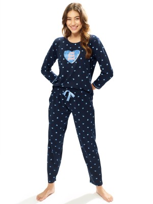 LOTIK Women Printed Blue Top & Pyjama Set