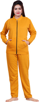 NACNO Women Solid Yellow Shirt & Pyjama set