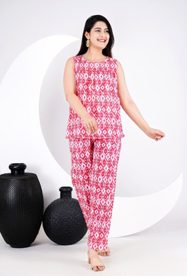 SHREE LIFESTYLE Women Printed Red Top & Pyjama Set