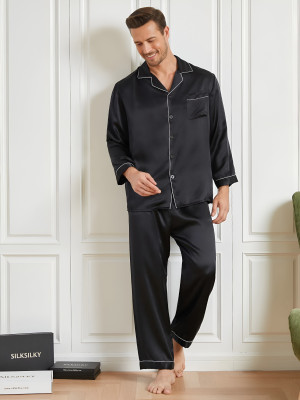 KRISHNAAPPARELS Men Solid Black Shirt & Pyjama set