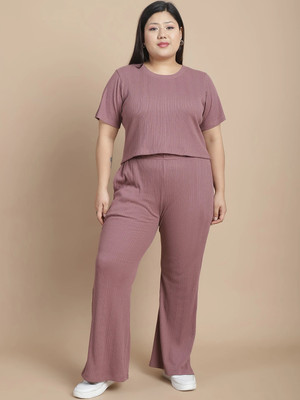 RIGO Women Solid Purple Night Suit Set