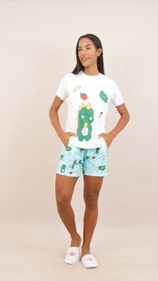 Kashtbhnjan Women Printed Light Blue Night Suit Set