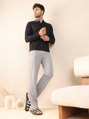 SWEET DREAMS Men Solid Dark Blue Top & Pyjama Set