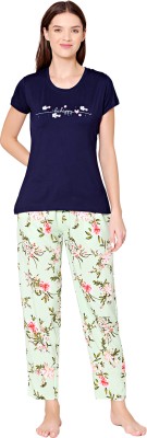 BodyCare Women Printed, Floral Print Multicolor Top & Pyjama Set