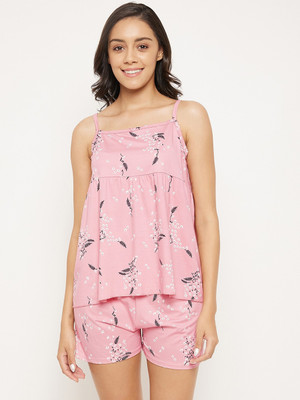 Camey Women Printed Pink Night Suit Set