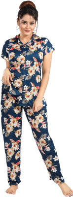 h r creation Women Floral Print Multicolor Night Suit Set