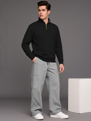 TRIPR Men Solid Black, Grey Night Suit Set