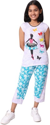 SMILERA Girls Printed Multicolor Top & Capri Set