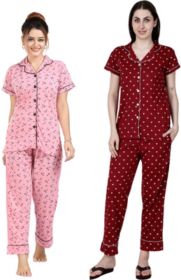 Shama Fashion Women Printed Multicolor Night Suit Set