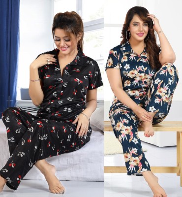 SIDWA Women Printed Multicolor Night Suit Set