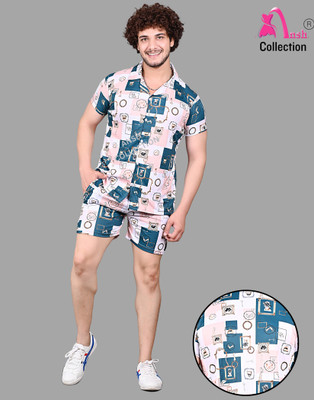Ansh Collection Men Printed Green Night Suit Set